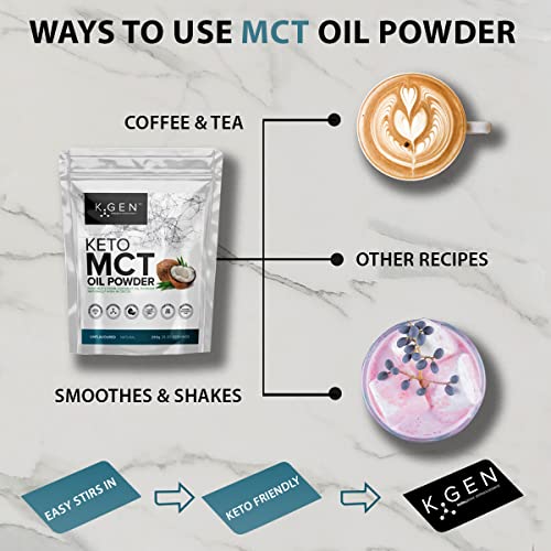 Keto MCT Oil Powder Pure Coconut MCT Keto Coffee Creamer | Premium Quality C8 Easily Absorbed & Digested - Ideal for Paleo & Vegan Diets K GEN ketogenic enhancementUS supplements