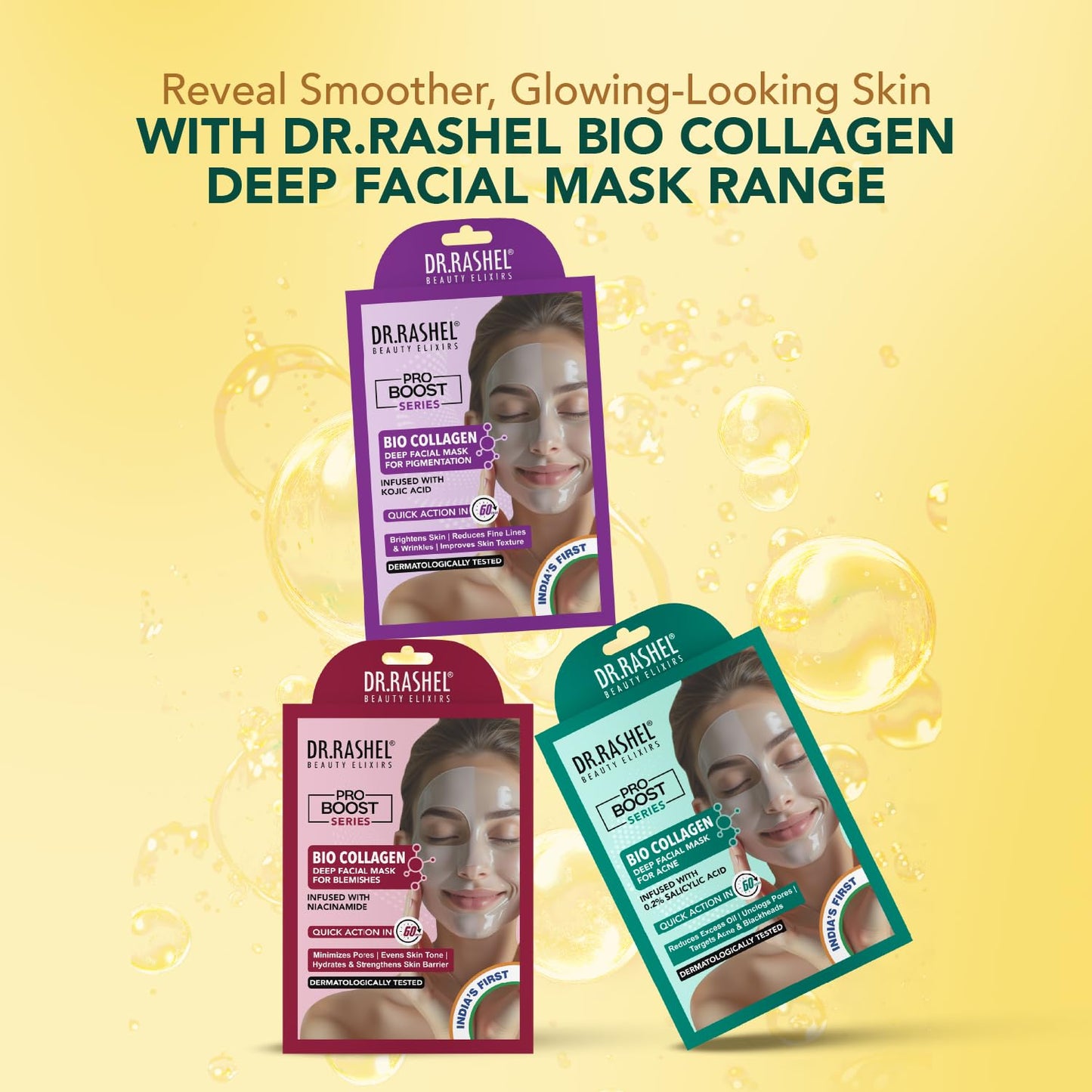DR.RASHEL 100% Vegan Bio Collagen Deep Facial Mask Pro Boost Series | Acne Treatment & Oil Control | Quick Action 60 Minutes | 35 g / 1.23 oz DR.RASHEL buy supplements Au