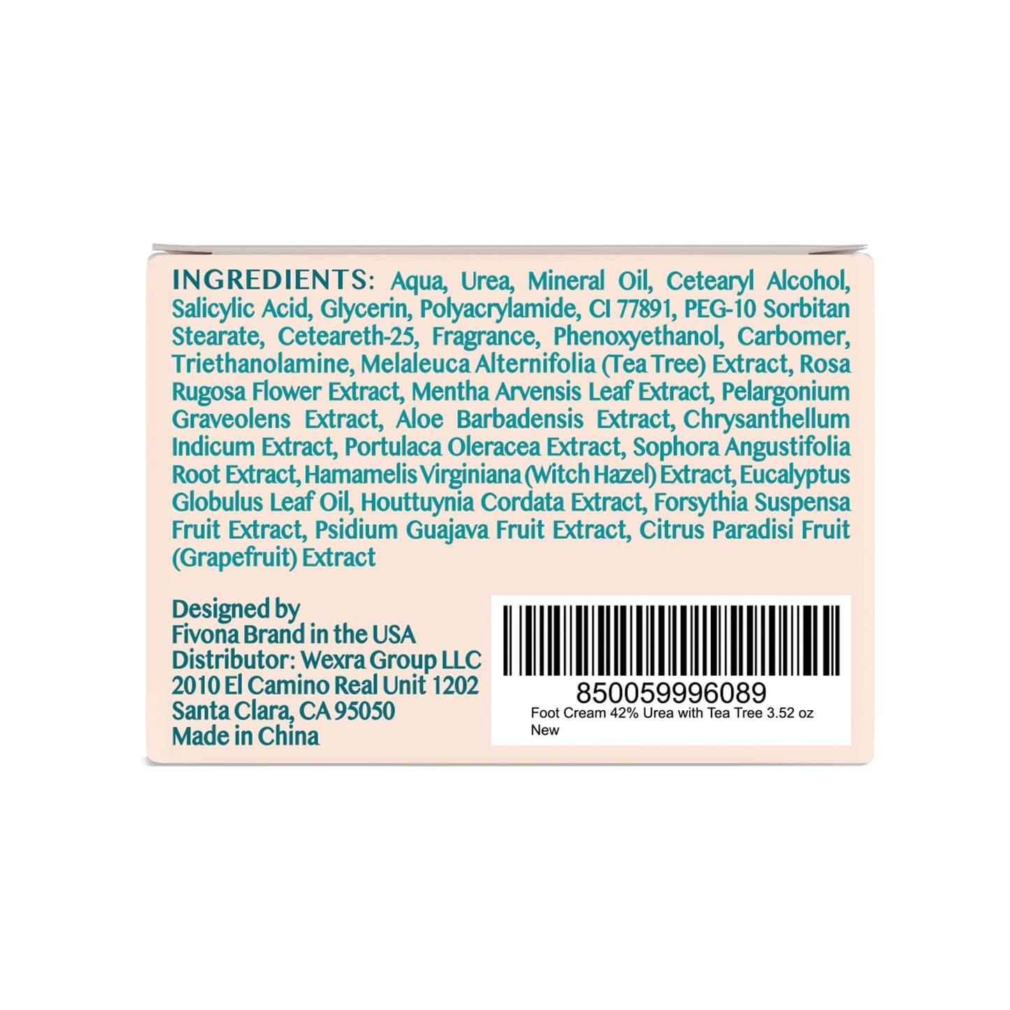 FIVONA 42% Urea Foot Cream for Thick, Rough Dry Skin - Maximum Strength Callus Softening with 2% Salicylic Acid, Tea Tree & Aloe Vera, 100g (3.5 oz) - Deep Moisturizing Foot Care FIVONA buy supplements Au