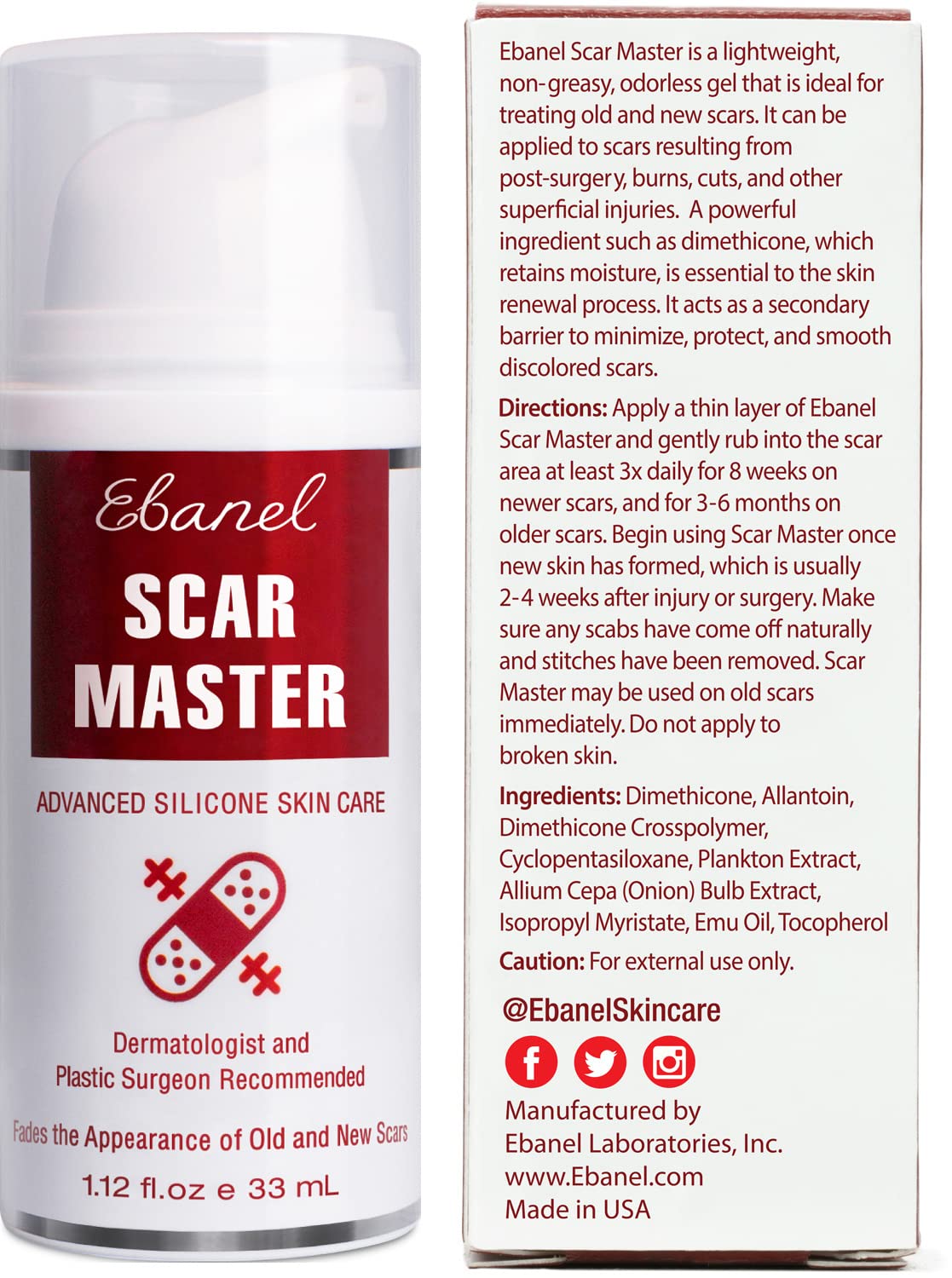 Ebanel Silicone Scar Gel with Allantoin, Emu Oil, Vitamin E and Onion Extract, For Old & New Scars from Surgeries, C-Section, Injuries, Burns & More Ebanel buy supplements Au