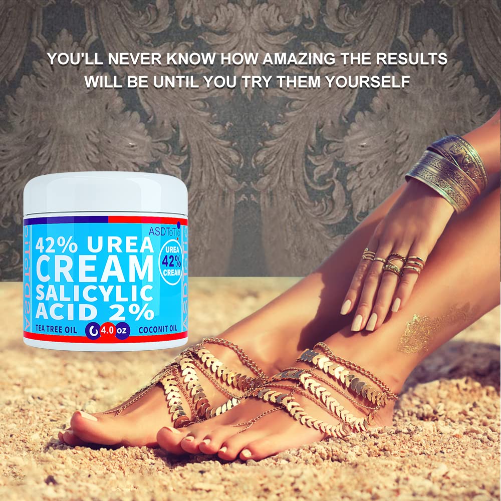 ASDToTio Urea Cream 42% - Premium Urea Foot Cream - With 2% Salicylic Acid, Tea Tree Oil, Shea Butter, Aloe Vera - For Feet, Hands, Heels, Elbows, Knees and More - 4 oz ASDToTio buy supplements Au