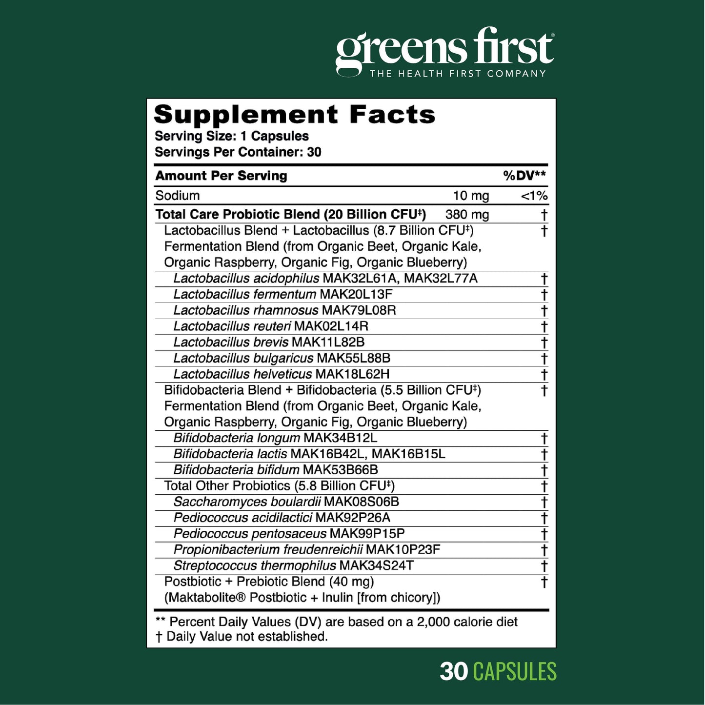 Greens First Women’s Health Probiotics - Probiotic for pH Balance - 20 Billion CFU - Support for Digestive, Immune & Vaginal Health Non-GMO/Gluten-Free/Dairy-Free/Soy-Free (30 Vegetable Capsules) Greens First buy supplements Au