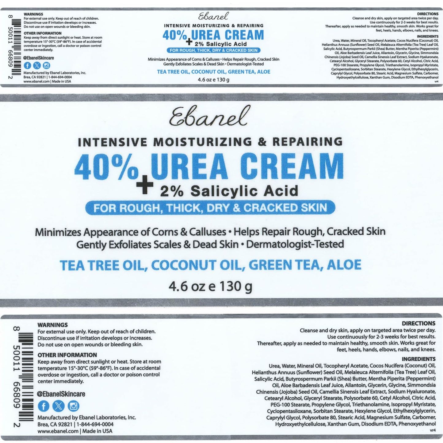 Ebanel Bundle of 40% Urea Cream 4.6 Oz, and 2.5% Retinol Moisturizer Ebanel buy supplements Au