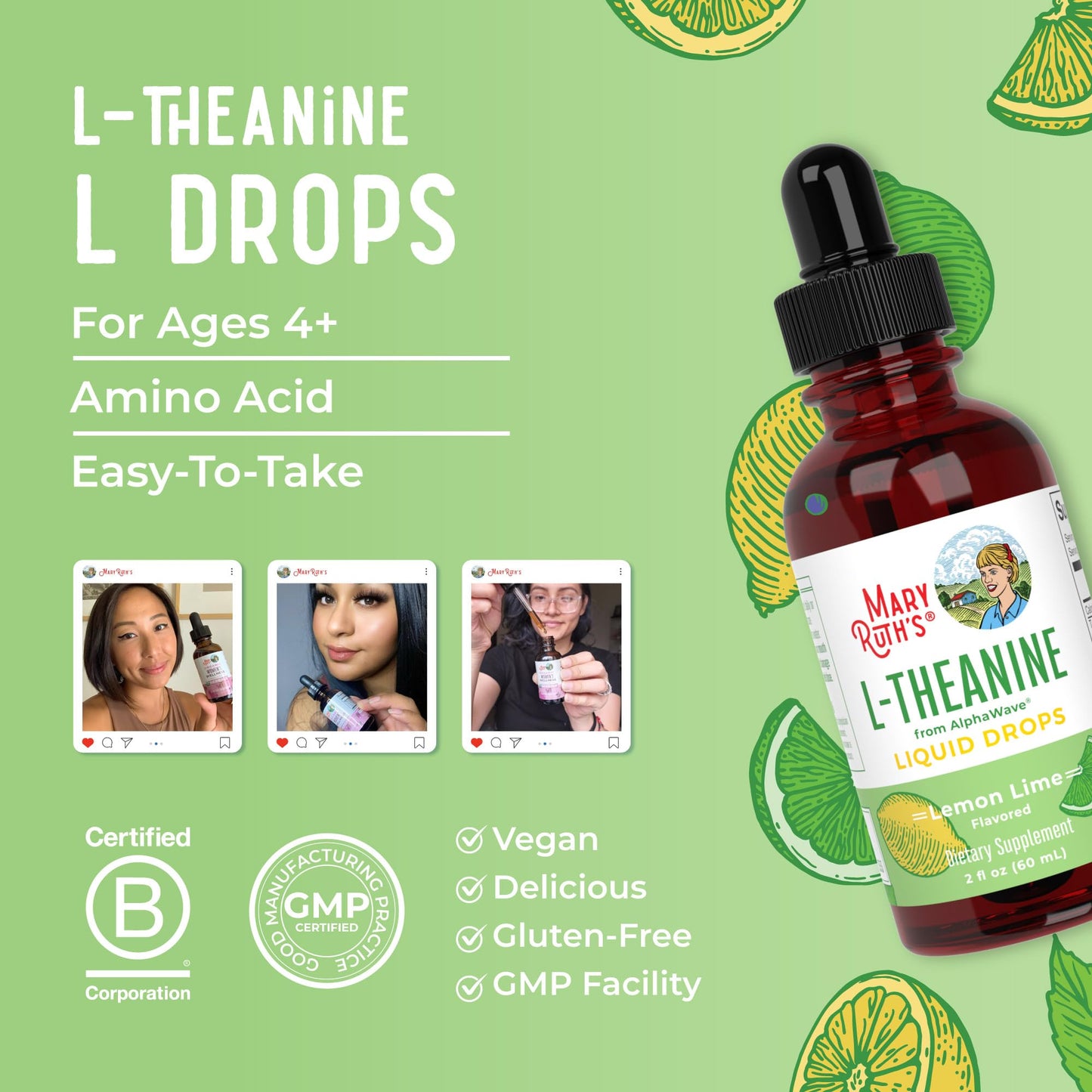 MaryRuth's L Theanine 200mg Liquid Drops | Mood Support for Adults & Kids | Focus Supplement | Natural Sleep Support | Vegan | Non-GMO | Gluten Free | 30 Servings MARYRUTH'S buy supplements Au