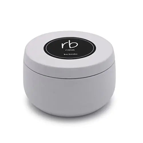 Rosbas Candle, Fraser Fir Scented, Natural Soy Wax, White Metallic Tin, 6 oz, Cotton Wick, Long Burn Time rosbasAU supplements