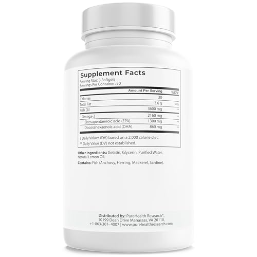 PUREHEALTH RESEARCH Complete Omega 3 Fish Oil Softgels - Omega-3 Fatty Acid Supplements- EPA DHA Supplement - Non-GMO- 90 Soft Gels PUREHEALTH RESEARCH Au supplements