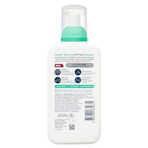 CeraVe Balancing Air Foam Face Wash, Foaming Facial Cleanser For Combination Skin, 8HR Oil Control + 24HR Hydration CeraVeUS supplements