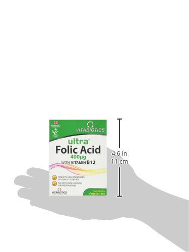 Vitabiotics Ultra Folic Acid Tablets 400 mcg Vitamin B9 with Vitamin B12-60 Tablets Vitabiotics Ultra Au supplements