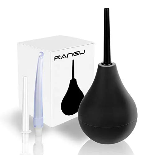 RANEU Enema Bulb Douche Enema Kit for Women & Men with 3 Nozzles (Black, 4 Piece Set) RANEUAU supplements