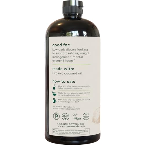 Viva Naturals Organic MCT Oil for Keto Coffee (32 fl oz) - Best MCT Oil Supplement Viva Naturals Au supplements
