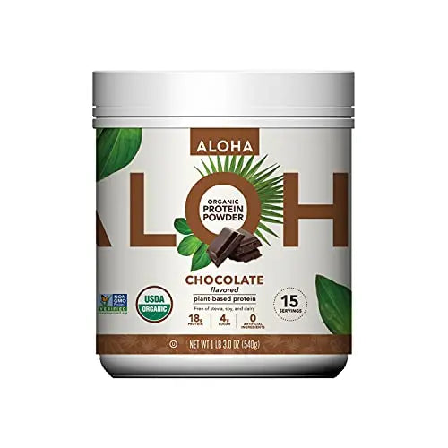 ALOHA Organic Plant Based Protein Powder, Stevia Free, Chocolate, 19.6 oz, 15 Servings ALOHAAU supplements