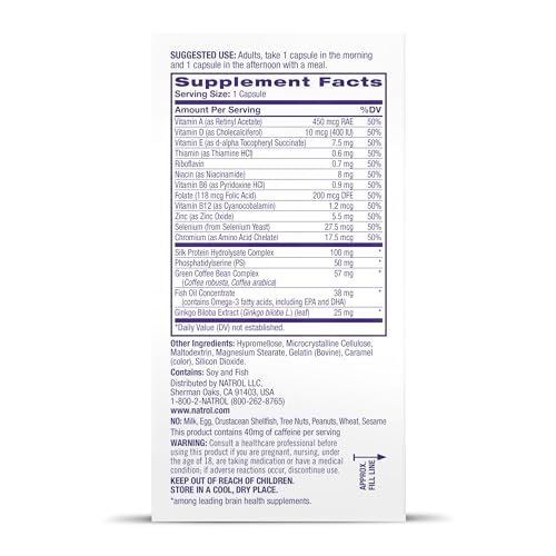 Natrol Cognium Complete, Dietary Supplement for Brain Health, Brain Health Supplements for Adults, 60 Capsules, 30 Day Supply Natrol Au supplements