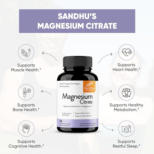 Sandhu's Magnesium Citrate Highly Absorbable Gluten, Soy Diary Free No Fillers Sandhu's Au supplements