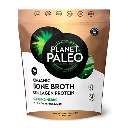 Planet Paleo Organic Bone Broth - Cooling Herbs (450g, 50 Servings) Organic, Grass Fed, High Protein Planet PaleoAU supplements