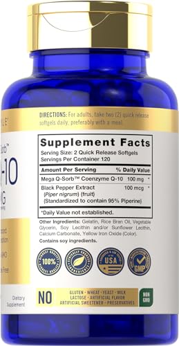 Carlyle CoQ10 100mg | 240 Softgels | Mega Q-Sorb Coenzyme Q-10 | with Black Pepper Carlyle Au supplements