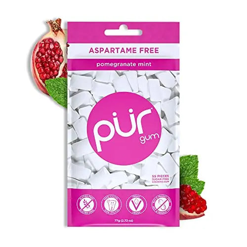 PUR Gum | Aspartame Free Chewing Gum | 100% Xylitol | Natural Pomegranate PURAU supplements