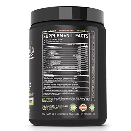 Enhanced Electrolyte Powder (Strawberry Kiwi | 90ct.) Sugar Free + BCAA, B-Vitamins Zeal Naturals Au supplements