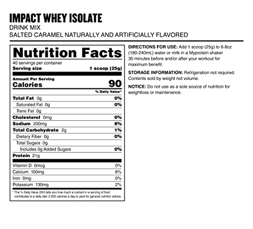 Myprotein Impact Whey Isolate Protein Powder (Caramel, 2.2 Pound (Pack of 1)) MyproteinUS supplements