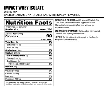 Myprotein Impact Whey Isolate Protein Powder (Caramel, 2.2 Pound (Pack of 1)) MyproteinUS supplements