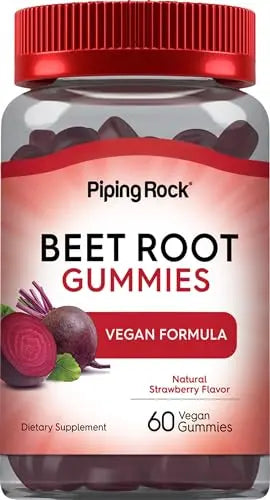 Beet Root Gummies | 60 Count | with Nitrates and Black Pepper Extract | Nitric Oxide Piping RockAU supplements