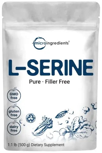 Pure L Serine Powder, 500 Grams (250 Day Supply), Filler Free, Supports Production Micro IngredientsAU supplements