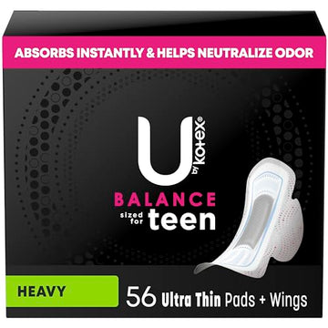 U by Kotex Balance Sized for Teens Ultra Thin Pads with Wings, Heavy Absorbency, 56 Count U by Kotex Au supplements