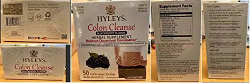 Hyleys Colon Cleanse Tea Blackberry Flavor - 50 Tea Bags (6 Pack - 300 Tea Bags Total) HYLEYS uk supplements