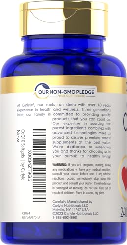 Carlyle CoQ10 100mg | 240 Softgels | Mega Q-Sorb Coenzyme Q-10 | with Black Pepper Carlyle Au supplements