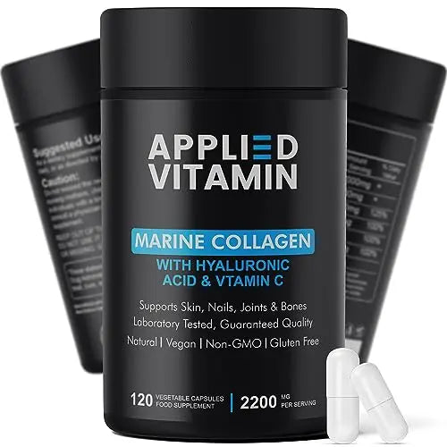 Applied vitamin Marine Collagen Capsules 2000mg-Enhance with Hyaluronic Acid, Zinc, Vitamin C & Biotin 120 Applied Vitamin uk supplements