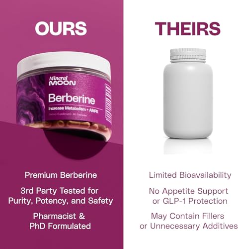 Mineral Moon Premium Berberine Supplement Body Composition, 60 Capsules - with Cissus Quadrangularis & Berberine Phytosome - Supports Overall Wellness Mineral Moon Au supplements