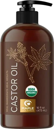 Hexane Free Organic Castor Oil - USDA Organic Castor Oil for Body Detox Hair Growth & Skin Care Maple Holistics uk supplements