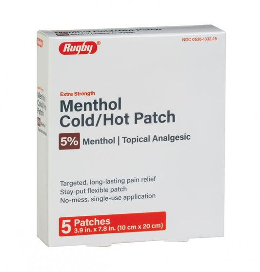 Rugby Extra Strength Topical Analgesic 5% Menthol Cold/Hot Patch - 5 Patches RUGBY LABORATORIESAu supplements