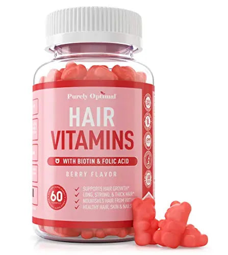 Premium Hair Vitamins Supplement-Gummy Vitamins w/Biotin, Folic Acid, Vitamins A&D Purely OptimalAU supplements