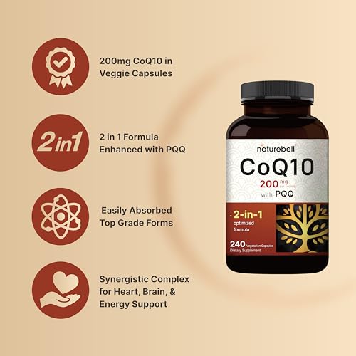 NatureBell CoQ10 (Ubiquinone) 200mg with PQQ, 240 Veggie Capsules | Stable High NatureBell Au supplements