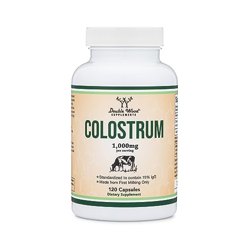 Colostrum Supplement 120 Capsules, 1,000mg per Serving (Bovine Colostrum Powder Double Wood Supplements Au supplements