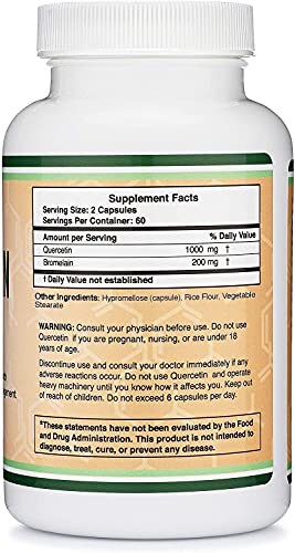 Quercetin with Bromelain - 120 Count (1,200mg Servings) Immune Health Capsules Double Wood Supplements Au supplements