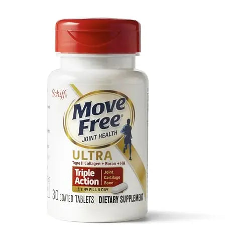 Move Free Ultra Triple Action Joint Support Supplement - Type II Collagen Boron & Hyaluronic Acid - Supports Joint Comfort, Cartiliage & Bones in 1 Tiny Pill Per Day, 30 Tablets (30 servings)* Move FreeAU supplements