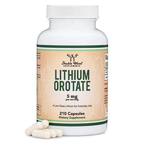 Lithium Orotate 5mg, 210 Capsules (Third Party Tested, Made in The USA Double Wood Supplements Au supplements