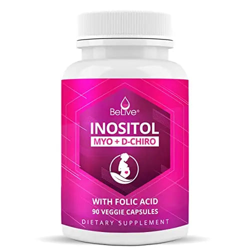 BeLive Myo-Inositol & D-Chiro Inositol Capsules - 90Ct I Inositol Supplement with Folic BeLive uk supplements