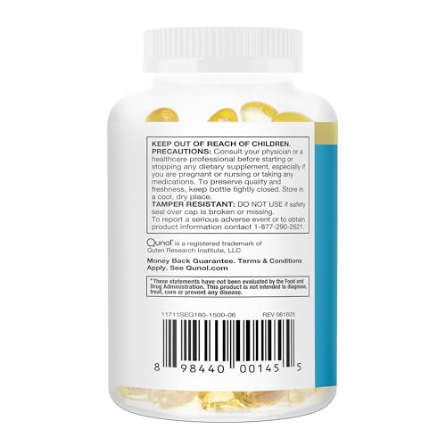 Qunol Fish Oil Omega 3 Mini Softgels, 1000mg Omega 3 EPA + DHA, Ultra Pure Supplements, Heart Health Support, Lemon Flavor, Easy to Swallow Minis, 3 Month Supply, 180 Count Qunol Au supplements