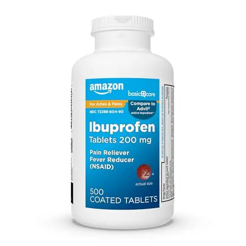 Amazon Basic Care Ibuprofen Tablets 200 mg, Pain Reliever/Fever Reducer, Body Aches Amazon Basic CareAU supplements