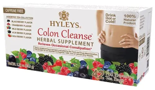 Hyleys Colon Cleanse Tea Assorted Flavors - 42 Tea Bags (1 Pack) HYLEYS uk supplements