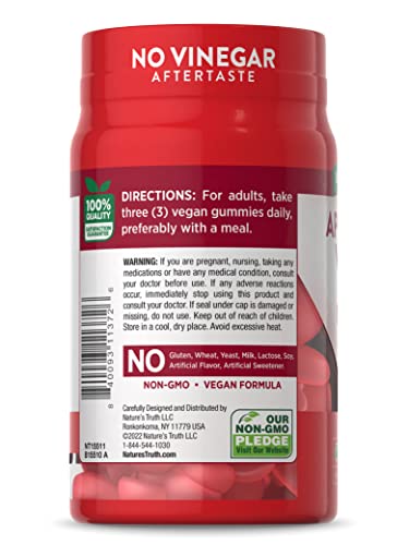 Nature's Truth Apple Cider Vinegar Gummies | 600 mg | 75 Gummies | Natural Apple Flavor Nature's Truth Au supplements