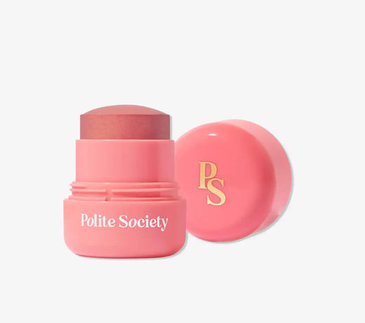 Polite Society Polite Pops Powder Blush Stick, Hybrid Cream to Powder Formula, Buildable Color with Coastal Plant and Vitamin E, Malibu shimmering golden peach Aus HealthcareAU supplements