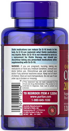 Puritan's Pride Q-Sorb CoQ10 200mg Supports Heart Health,120 Softgels Puritan's Pride Au supplements