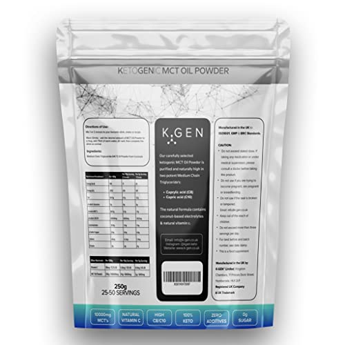 Keto MCT Oil Powder Pure Coconut MCT Keto Coffee Creamer | Premium Quality C8 Easily Absorbed & Digested - Ideal for Paleo & Vegan Diets K GEN ketogenic enhancementUS supplements