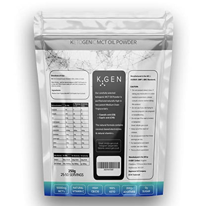 Keto MCT Oil Powder Pure Coconut MCT Keto Coffee Creamer | Premium Quality C8 Easily Absorbed & Digested - Ideal for Paleo & Vegan Diets K GEN ketogenic enhancementUS supplements