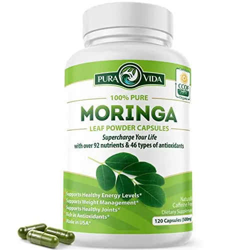 PURA VIDA Moringa Capsules Single Origin Moringa Powder Organic. Moringa Leaf PURA VIDA MORINGAAU supplements