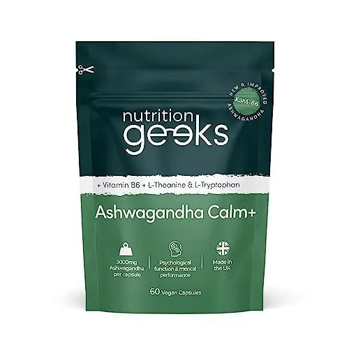 Ashwagandha KSM 66 Complex - 3000mg Enhanced with Amino Acids & Vitamin B6 Nutrition Geeks uk supplements