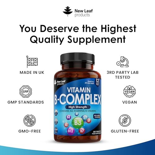 Vitamin B Complex - 365 Small Tablets (One Year Supply) High Strength All 8 B Vitamins NEW LEAF PRODUCTS Au supplements